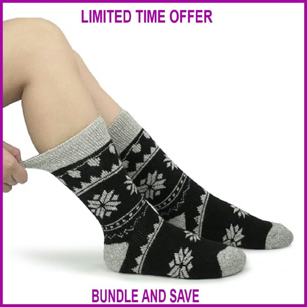 Women's Thermal Crew Socks Size 5-10 Acrylic Warm Winter Boot Socks - Picture 5 of 8